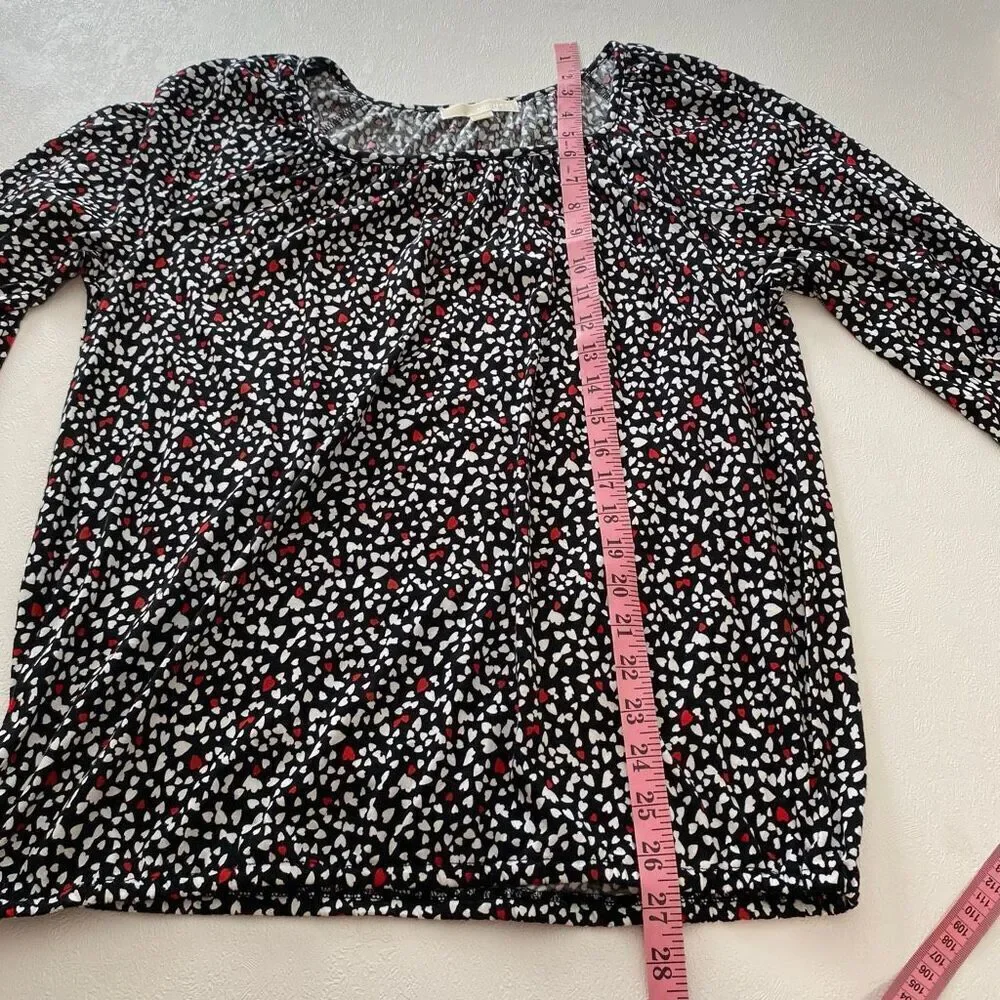 Michael Michael Kors Printed Blouse | Black Red White Heart Dot Long Sleeve Top